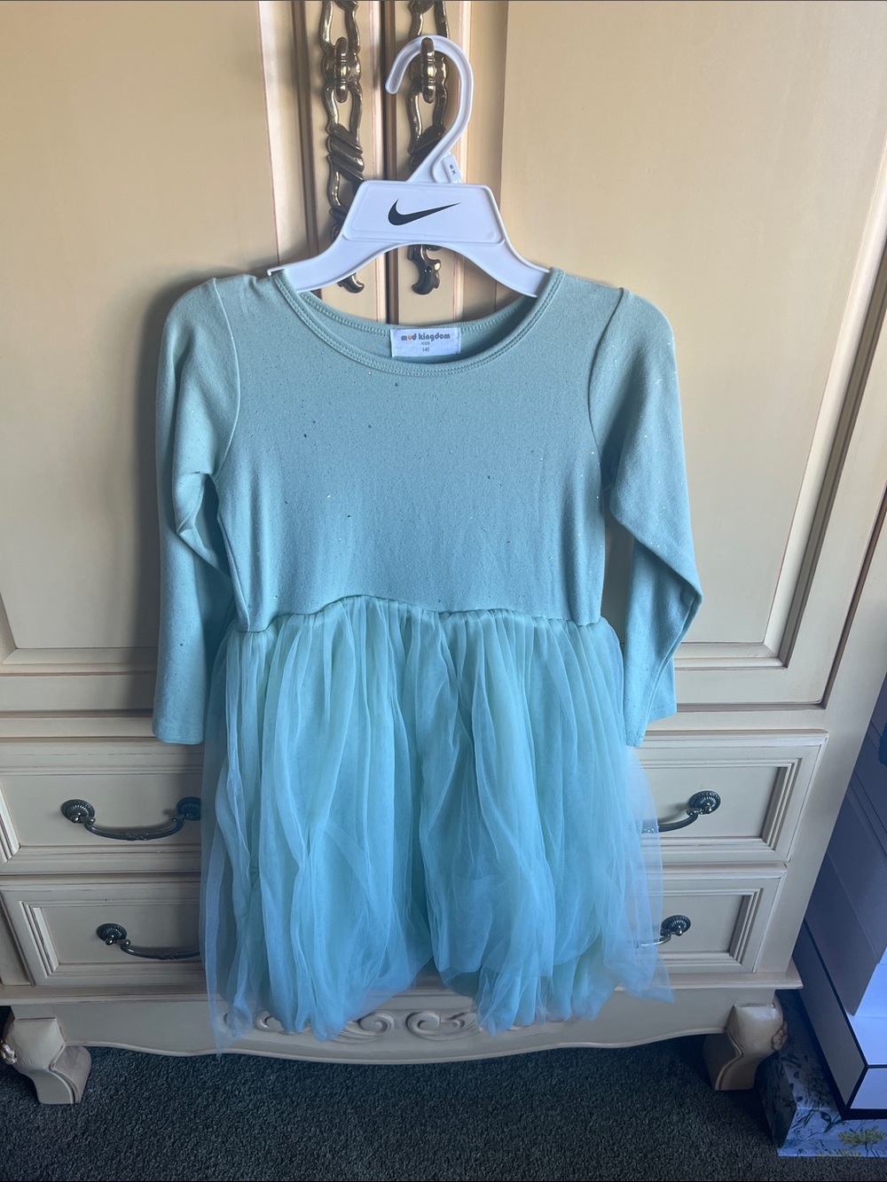 Girls' Light Blue Long-Sleeve Tulle Dress